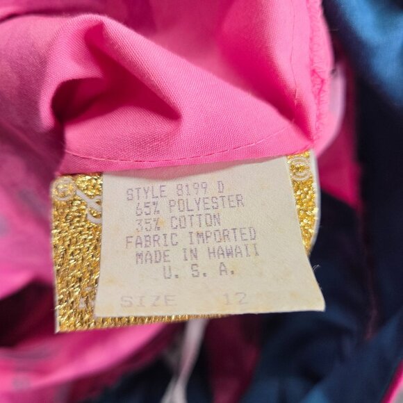 Vintage MAMO HOWELL Hawaiian Aloha Tropical Maxi Muumuu Dress Ruffles Pockets 12 - Picture 5 of 13